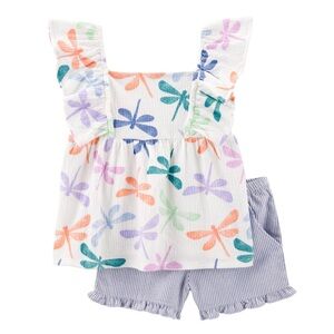 Carter's Toddler Girl 2-Piece Outfit Featuring Dragonfly Print Top Size 3T